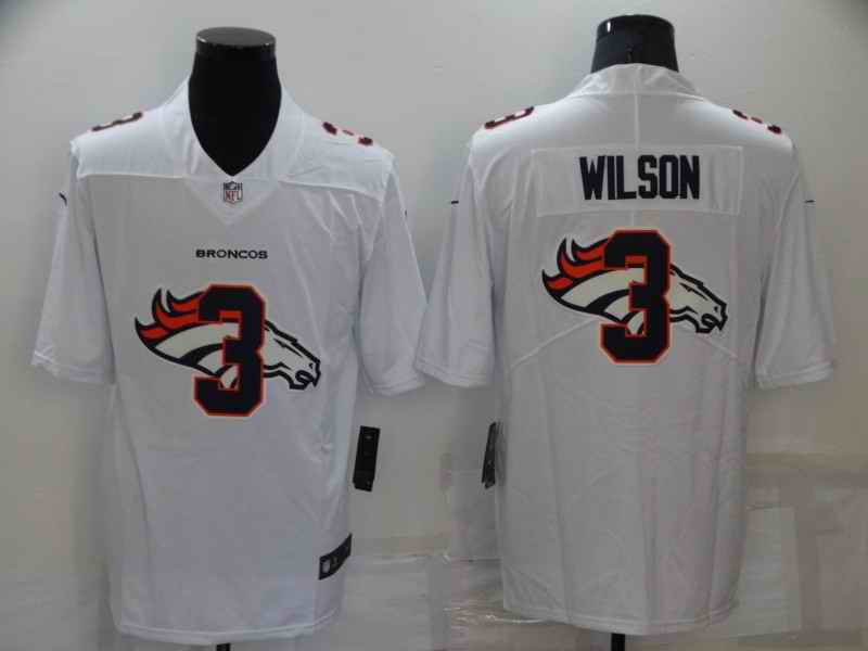 Men's Denver Broncos #3 Russell Wilson White Jersey