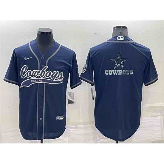 Men Dallas Cowboys Navy Team Big Logo With Patch Cool Base Stitched Baseb
