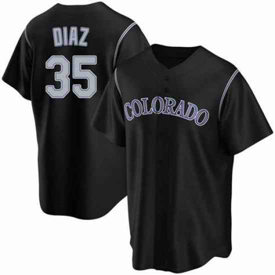 Men Nike Colorado Rockies #35 Elias Diaz Black Purple Jersey