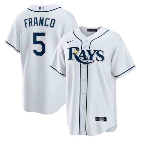 Men Tampa Bay Rays #5 Wander Franco White Cool Base Stitched Baseball Jersey