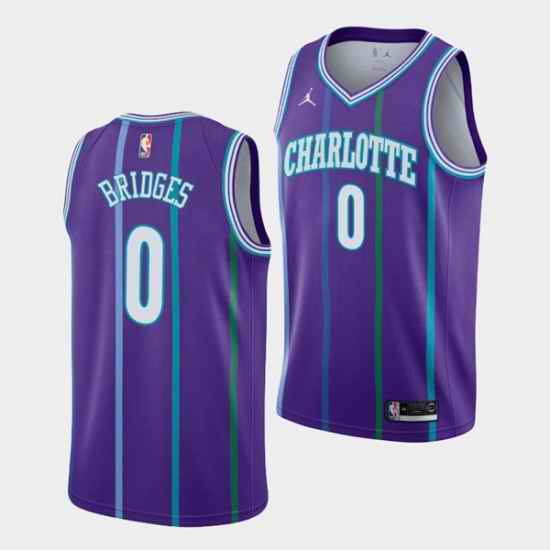 Men Charlotte Hornets #0 Miles Bridges Purple Stitched Basketball Jerseys