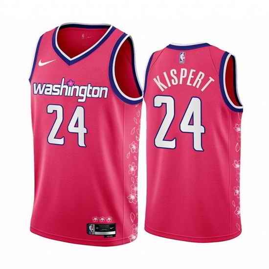 Men Washington Wizards 24 Corey Kispert 2022 #23 Pink Cherry Blossom City Edition Limited Stitched Basketball Jersey