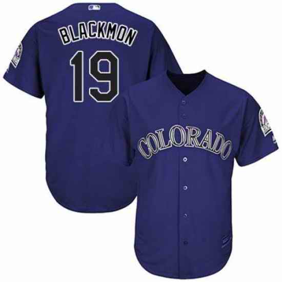 Youth Nike Colorado Rockies #19 Charlie Blackmon Purple Black Cool Base MLB Jersey