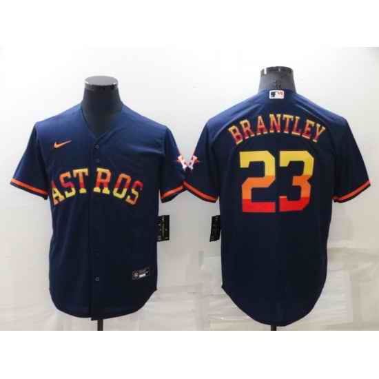Men Houston Astros #23 Michael Brantley 2022 Navy Cool Base Stitched Jerse