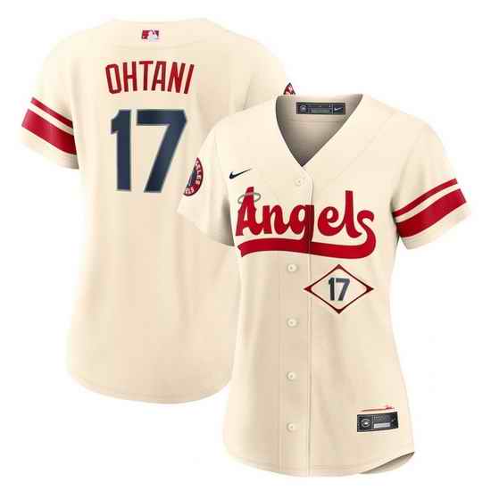 Women Los Angeles Angels #17 Shohei Ohtani 2022 Cream City Connect Stitched Baseball Jersey 28Run Small 29