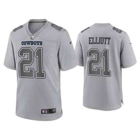 Men Dallas Cowboys #21 Ezekiel Elliott Grey Atmosphere Fashion Stitched Game Jersey