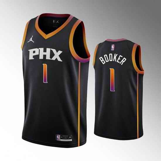 Men Phoenix Suns #1 Devin Booker Balck Stitched Basketball Jersey