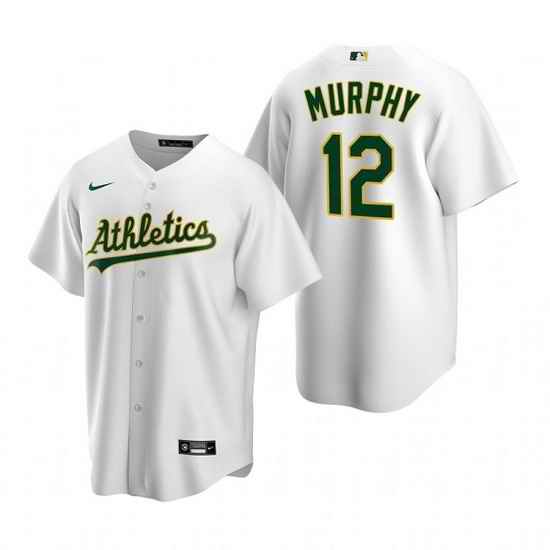 Men Oakland Athletics #12 Sean Murphy White Cool Base Stitched Jersey