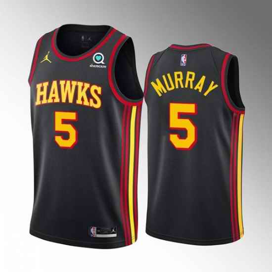Men Atlanta Hawks #5 Dejounte Murray Black Stitched Jersey