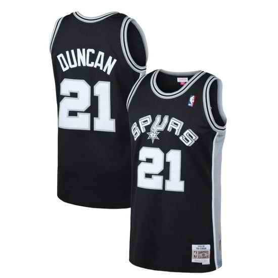 Men San Antonio Spurs #21 Tim Duncan Black 1998 99 Throwback Basketball Jersey