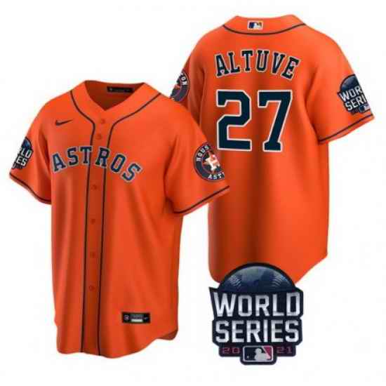 Men Houston Astros #27 Jose Altuve 2021 Orange World Series Cool Base Stitched Baseball Jersey