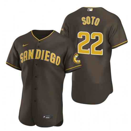 Men San Diego Padres #22 Juan Soto Brown Flex Base Stitched Baseball Jersey