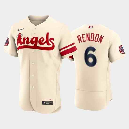 Men Los Angeles Angels #6 Anthony Rendon 2022 Cream City Connect Flex Base Stitched Jersey