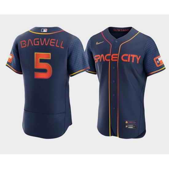 Men Houston Astros #5 Jeff Bagwell 2022 Navy City Connect Flex Base Stitched Baseball Jerse