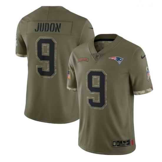 Men New England Patriots #9 Matt Judon Olive 2022 Salute To Service Limited Stitched Jersey