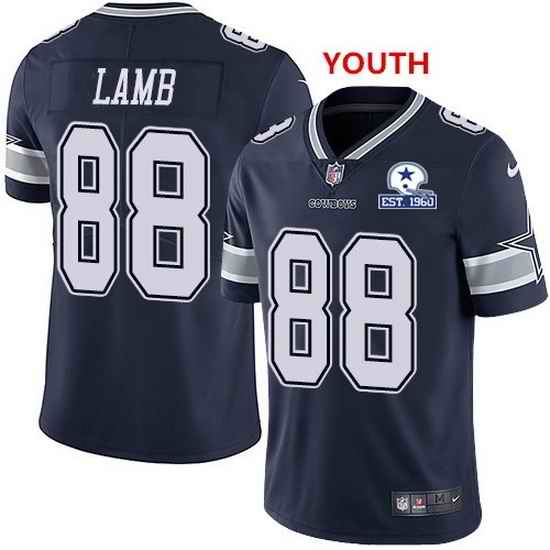 Youth Nike Cowboys #88 CeeDee Lamb Navy Blue Team Color With Established In 1960 Patch NFL Vapor Untouchable Limited Jersey