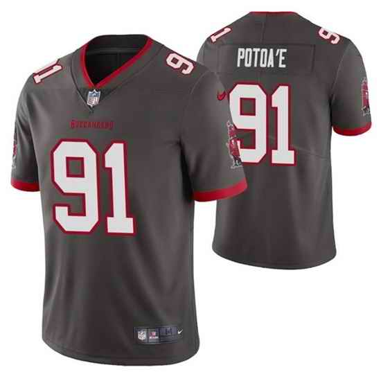Men Tampa Bay Buccaneers #91 Benning Potoa Grey Vapor Untouchable Limited Stitched Jersey