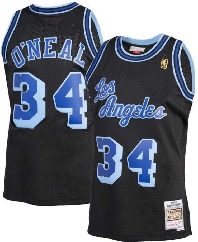Lakers #34 Shaquille O'Neal Black Stitched NBA Jersey