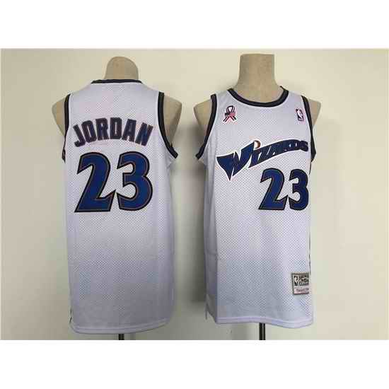 Men Washington Wizards #23 Michael Jordan White Throwback Stitched Jersey