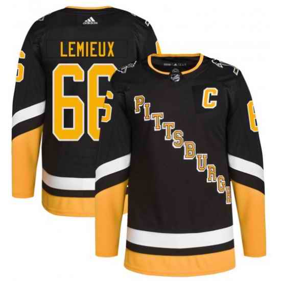 Men Pittsburgh Penguins #66 Mario Lemieux 2021 2022 Black Stitched Jersey