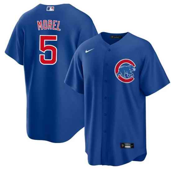 Men Chicago Cubs #5 Christopher Morel Chicago Blue Cool Base Stitched Baseball Jersey