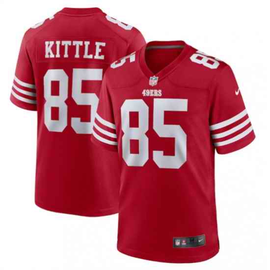 Men San Francisco 49ers #85 George Kittle 2022 New Scarlet Stitched Game Jersey
