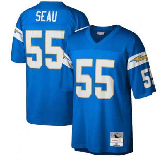 Men Los Angeles Chargers #55 Junior Seau Light Blue M&N Throwback Jersey