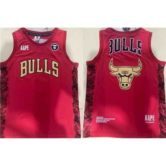 Men Chicago Bulls Red Big Logo Stitched Basketball Jersey