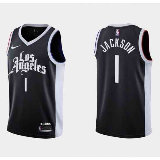 Men Los Angeles Clippers #1 Reggie Jackson Black City Edition Stitched Basketball Jersey