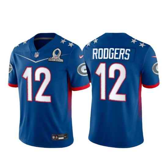 Men 2022 NFL Pro Bowl Green Bay Packers #12 Aaron Rodgers NFC Blue Jersey