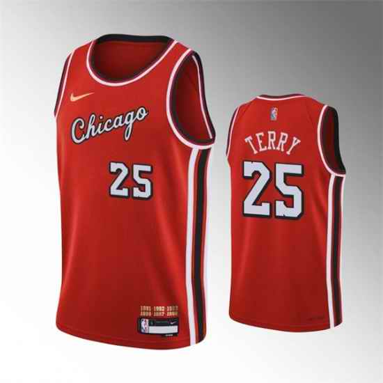 Men Chicago Bulls #25 Dalen Terry Red 75th Anniversary Stitched Basketball Jersey