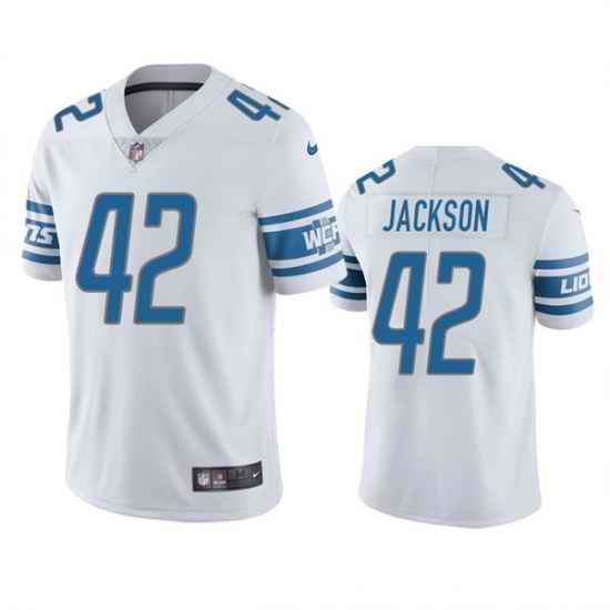 Men Detroit Lions #42 Justin Jackson White Vapor Untouchable Limited Stitched Jersey