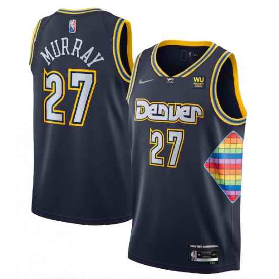 Men Denver Nuggets 27 Jamal Murray Navy 2021 #22 City Edition 75th Anniversary Stitched Jersey