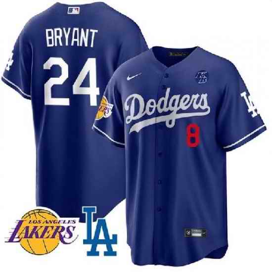 Men Nike Los Angeles Dodgers #8 24 Kobe Bryant Mamba Day Lakers Logo Flex Base Jersey