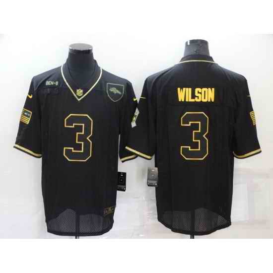 Men Denver Broncos #3 Russell Wilson Black Gold Salute To Service Limited Stitched jersey