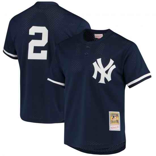 Men New York Yankees Derek Jeter Mitchell & Ness Cooperstown Navy Blue MLB Jersey