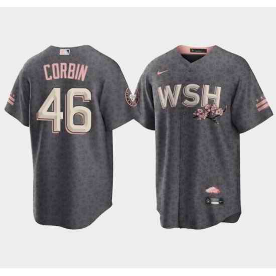 Men Washington Nationals #46 Patrick Corbin 2022 Grey City Connect Cherry Blossom Cool Base Stitched jersey