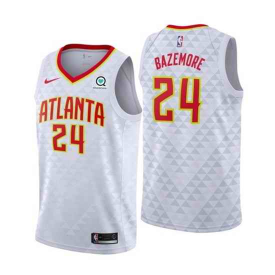 Men Atlanta Hawks #24 Kent Bazemore White Association Edition Stitched Jersey