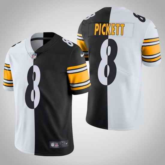 Men Pittsburgh Steelers #8 Kenny Pickett White Black Split Limited Stitched Jersey