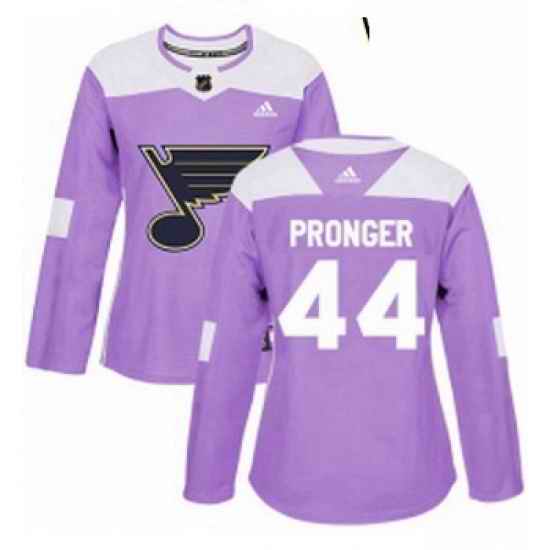 Womens Adidas St Louis Blues #44 Chris Pronger Authentic Purple Fights Cancer Practice NHL Jersey