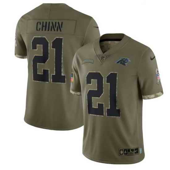 Men Carolina Panthers #21 Jeremy Chinn Olive 2022 Salute To Service Limited Stitched Jersey