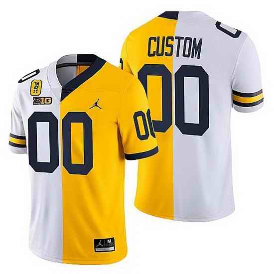 Michigan Wolverines Custom White Maize Tm #42 Patch Split Limited Edition Jersey