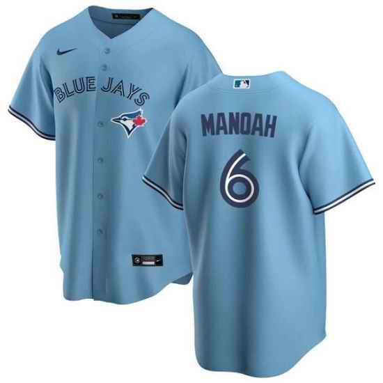 Men Toronto Blue Jays #6 Alek Manoah Light Blue Cool Base Stitched Jersey