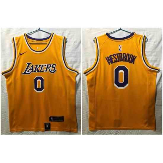 Los Angeles Lakers #0 Russell Westbrook Yellow Nike Swingman Jersey