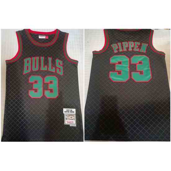 Men Chicago Bulls #33 Scottie Pippen Black 1997 98 Finals Throwback Stitched Basketball Jersey