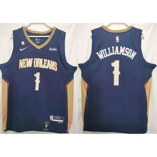 Men New Orleans Pelicans #1 Zion Williamson Navy Stitched Basketball Jersey