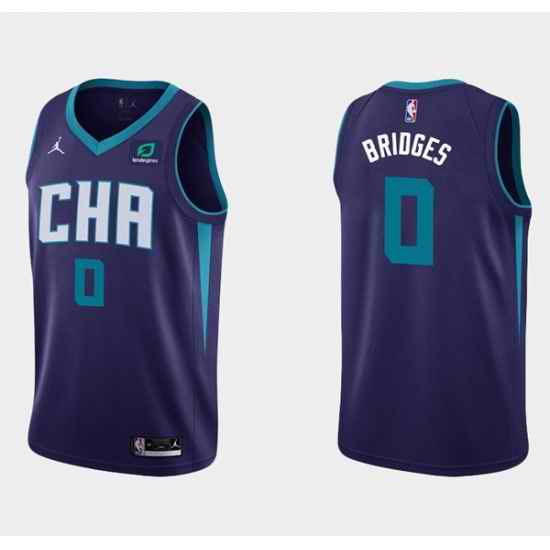Men Charlotte Hornets #0 Miles Bridges Purple Stitched Basketball Jersey