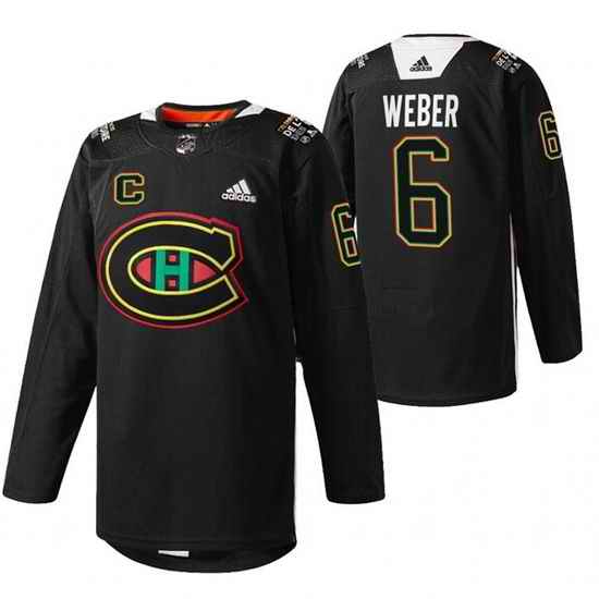 Men Montreal Canadiens #6 Shea Weber 2022 Black Warm Up History Night Stitched Jerse