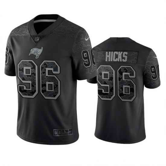 Men Tampa Bay Buccaneers #96 Akiem Hicks Black Reflective Limited Stitched Jersey