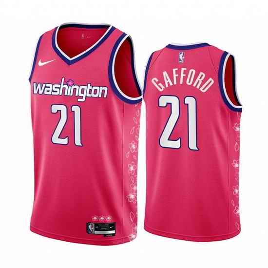 Men Washington Wizards #21 Daniel Gafford 2022 23 Pink Cherry Blossom City Edition Limited Stitched Basketball Jersey
